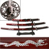 3 Piece Samurai Sword Set with Display Stand (JS-697R)