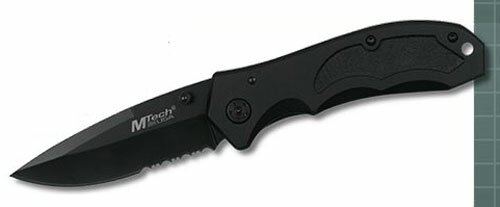 Knife M-Tech Folder Black Aluminium Serrated